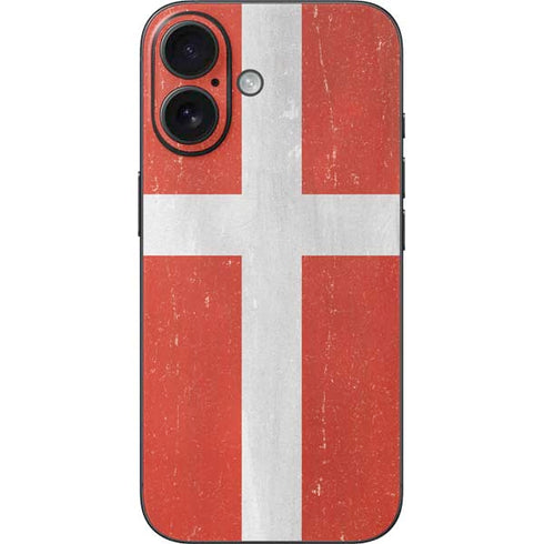 Denmark Flag Distressed iPhone 16 Skin